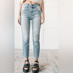 Pistola High-Rise Ankle Jeans – Size 28 – Light Wash – Raw Hem